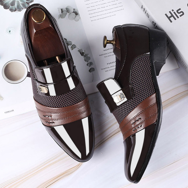 Męskie buty wizytowe Hot9 Slip on Men Dress Shoes - stylowe oxfordy 2020 z wysokiej jakości skóry - Wianko - 22