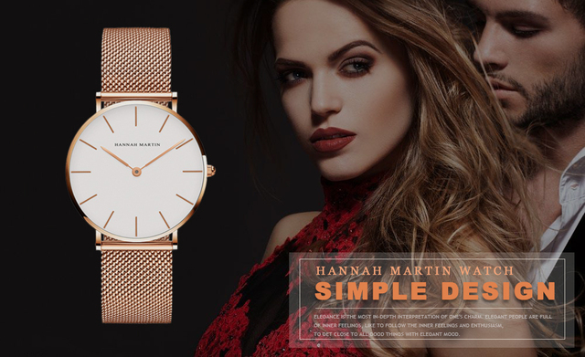Hannah Martin - Luksusowy zegarek damski w stylu DW, siatka ze stali nierdzewnej w różowym złocie, wodoodporny, kwarcowy - Wianko - 3