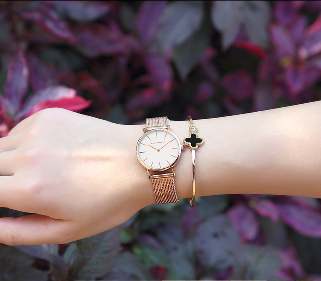 Hannah Martin - Luksusowy zegarek damski w stylu DW, siatka ze stali nierdzewnej w różowym złocie, wodoodporny, kwarcowy - Wianko - 23