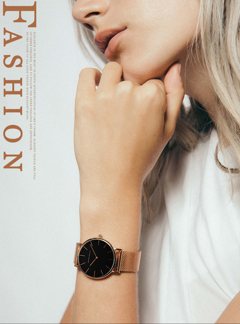 Hannah Martin - Luksusowy zegarek damski w stylu DW, siatka ze stali nierdzewnej w różowym złocie, wodoodporny, kwarcowy - Wianko - 29
