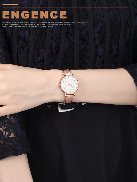 Hannah Martin - Luksusowy zegarek damski w stylu DW, siatka ze stali nierdzewnej w różowym złocie, wodoodporny, kwarcowy - Wianko - 19