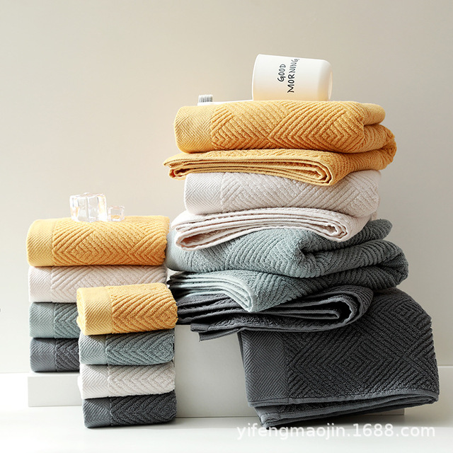 Zestaw 3 miękkich ręczników kąpielowych dla dorosłych z 100% bawełny, bardzo chłonnych - Wianko - 5