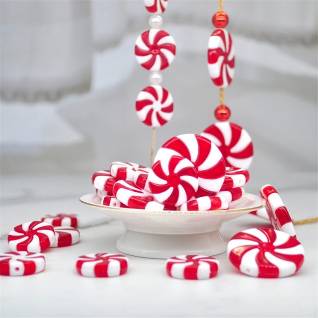 Wisiorek dekoracyjny na choinkę - symulacja Lollipop, czerwono-białe cukierki - nowość 2022 - Wianko - 6