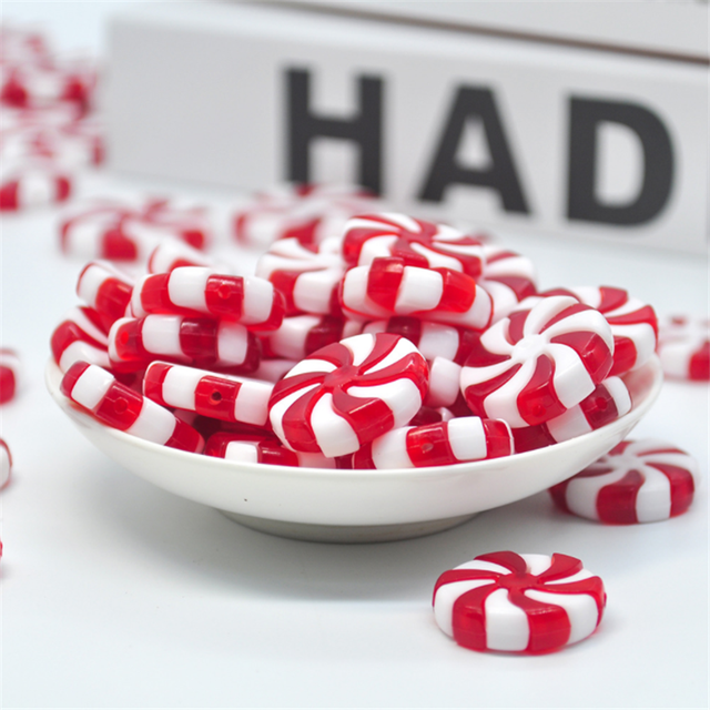 Wisiorek dekoracyjny na choinkę - symulacja Lollipop, czerwono-białe cukierki - nowość 2022 - Wianko - 4