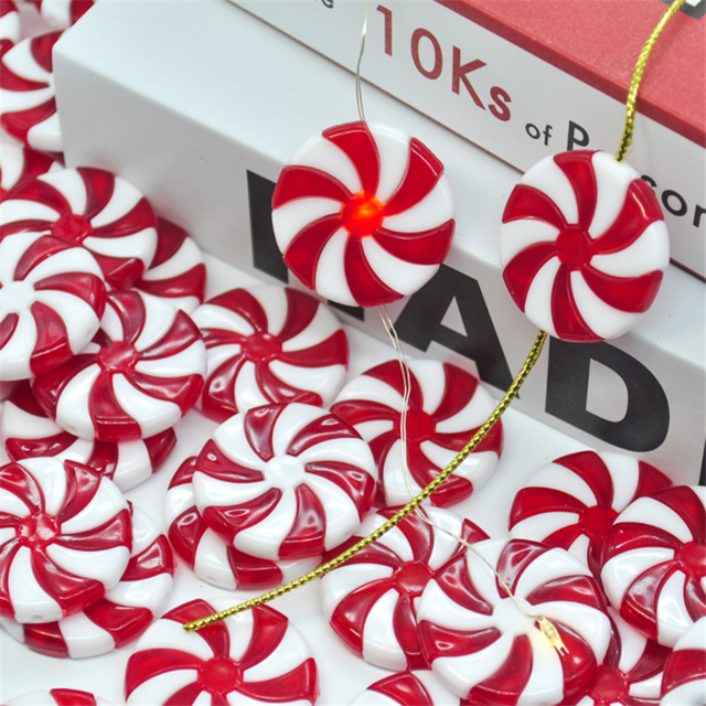Wisiorek dekoracyjny na choinkę - symulacja Lollipop, czerwono-białe cukierki - nowość 2022 - Wianko - 2
