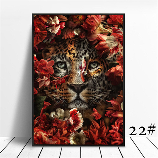 Zestaw do haftowania DIY Cross Stitch 11CT - Zwierzęta: lew, tygrys, słoń, łoś, orangutan - drukowany - Wianko - 2