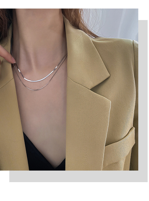 DWUWARSTWOWY NASZYJNIK VENTFILLE 925 Sterling Silver z kością wężyka dla kobiet - układanie niszy, design, biżuteria 2021 - Wianko - 9