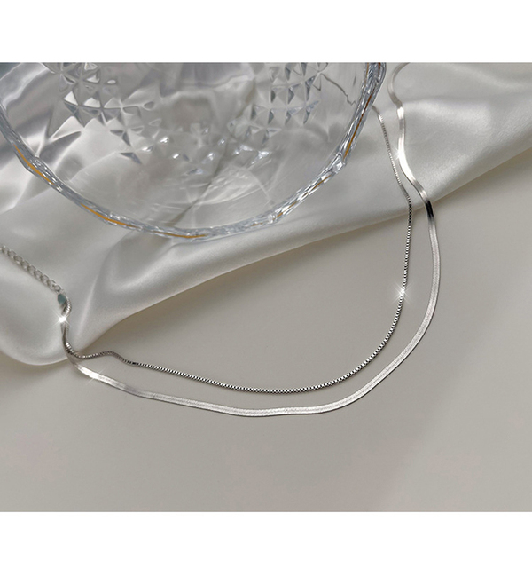 DWUWARSTWOWY NASZYJNIK VENTFILLE 925 Sterling Silver z kością wężyka dla kobiet - układanie niszy, design, biżuteria 2021 - Wianko - 3