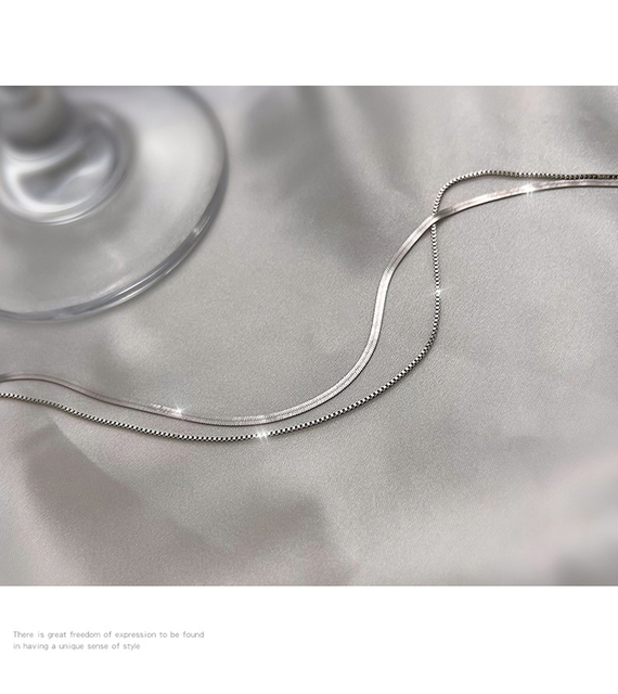 DWUWARSTWOWY NASZYJNIK VENTFILLE 925 Sterling Silver z kością wężyka dla kobiet - układanie niszy, design, biżuteria 2021 - Wianko - 6