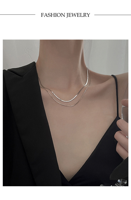DWUWARSTWOWY NASZYJNIK VENTFILLE 925 Sterling Silver z kością wężyka dla kobiet - układanie niszy, design, biżuteria 2021 - Wianko - 1