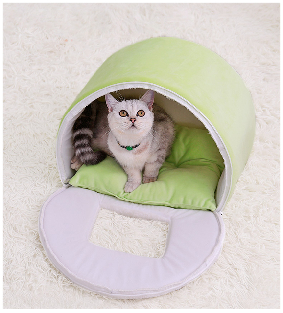 Słodkie zwierzątko - Komfortowe łóżko domowe dla kota i małego psa - Gniazdo jaskinia- Zimowe ciepłe miejsce do snu - Wianko - 10