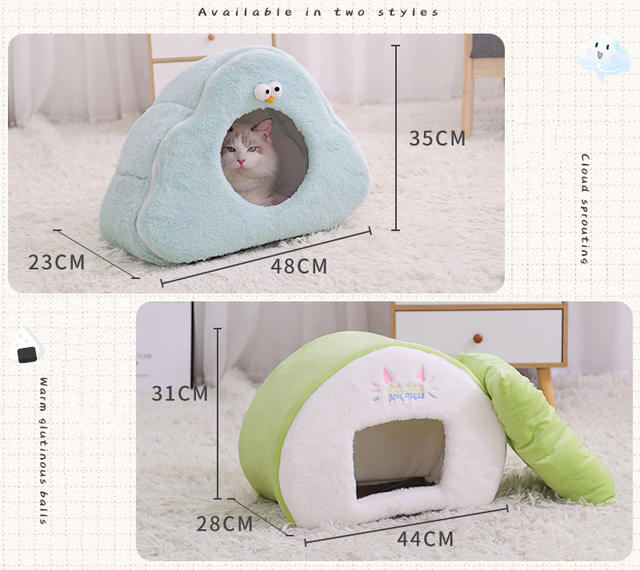 Słodkie zwierzątko - Komfortowe łóżko domowe dla kota i małego psa - Gniazdo jaskinia- Zimowe ciepłe miejsce do snu - Wianko - 3