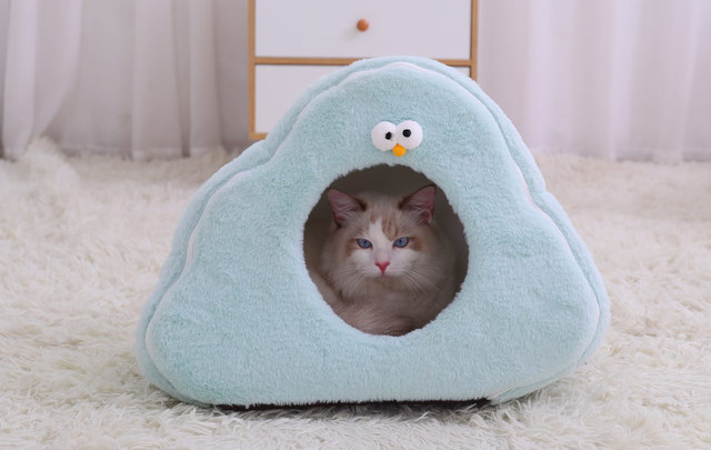 Słodkie zwierzątko - Komfortowe łóżko domowe dla kota i małego psa - Gniazdo jaskinia- Zimowe ciepłe miejsce do snu - Wianko - 6