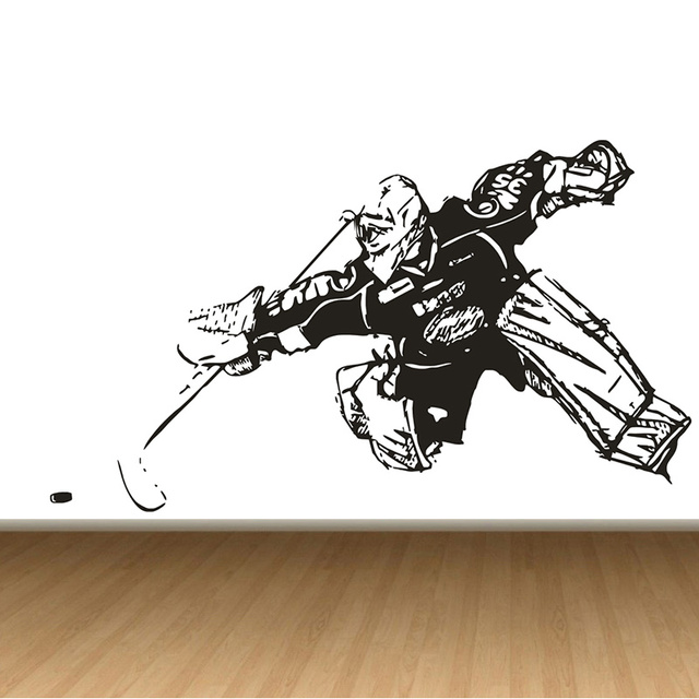 Naklejka winylowa hokej bramkarz - ozdoba do dekoracji pokoju ściennego duży rozmiar - Wianko - 2