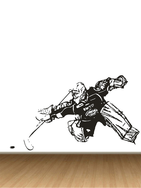 Naklejka winylowa hokej bramkarz - ozdoba do dekoracji pokoju ściennego duży rozmiar - Wianko - 3
