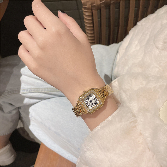 Zegarek damski 2021 - modna marka, kwarcowy z diamentami, złoty plac Mujer A163 - Wianko - 8