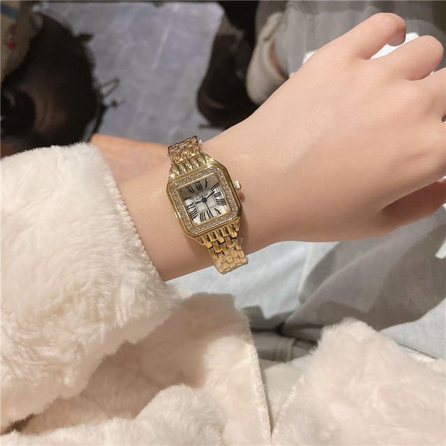 Zegarek damski 2021 - modna marka, kwarcowy z diamentami, złoty plac Mujer A163 - Wianko - 6
