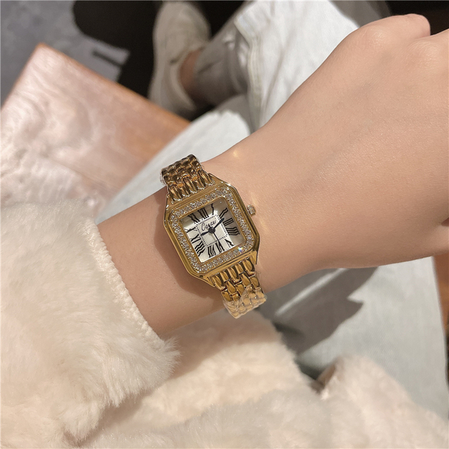 Zegarek damski 2021 - modna marka, kwarcowy z diamentami, złoty plac Mujer A163 - Wianko - 5