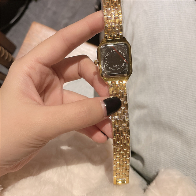 Zegarek damski 2021 - modna marka, kwarcowy z diamentami, złoty plac Mujer A163 - Wianko - 4