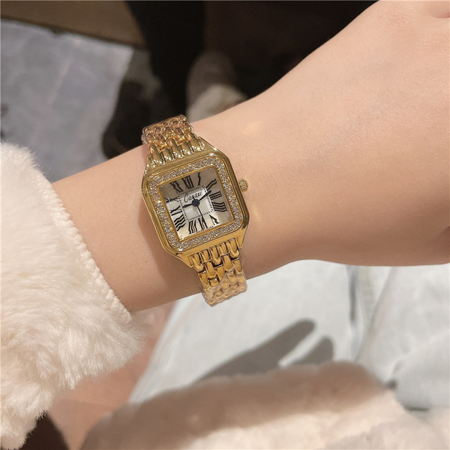 Zegarek damski 2021 - modna marka, kwarcowy z diamentami, złoty plac Mujer A163 - Wianko - 7