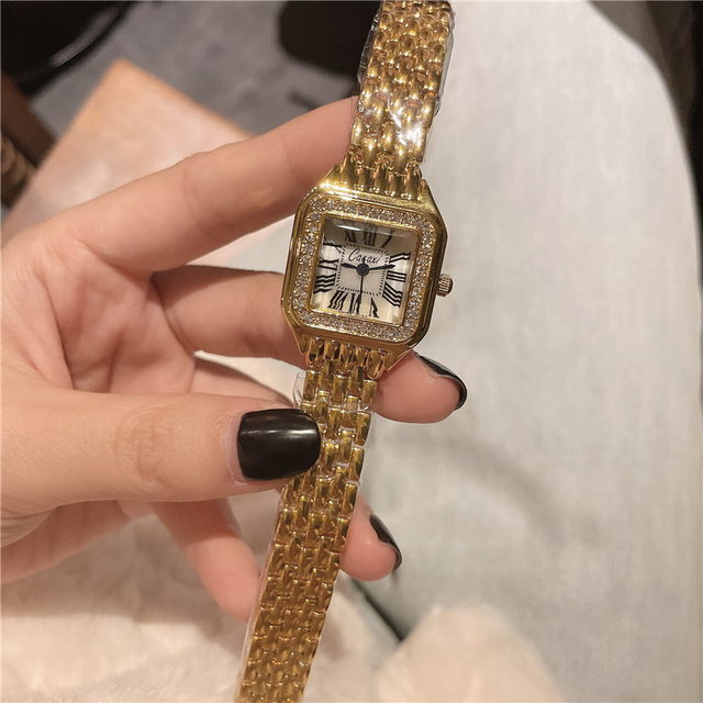 Zegarek damski 2021 - modna marka, kwarcowy z diamentami, złoty plac Mujer A163 - Wianko - 1
