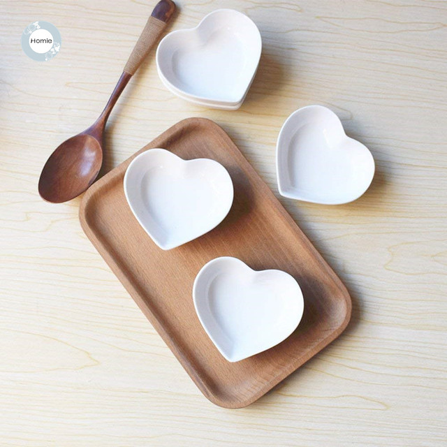 Naczynia ceramiczne Homies: 4 sztuki serce sosjerka, mały spodek, płytkie talerze - Wianko - 2