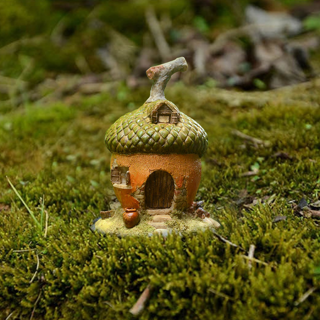 Miniaturowy dom gnoma jako dekoracja ogrodowa - żołądź z kostki z bajki - Wianko - 8