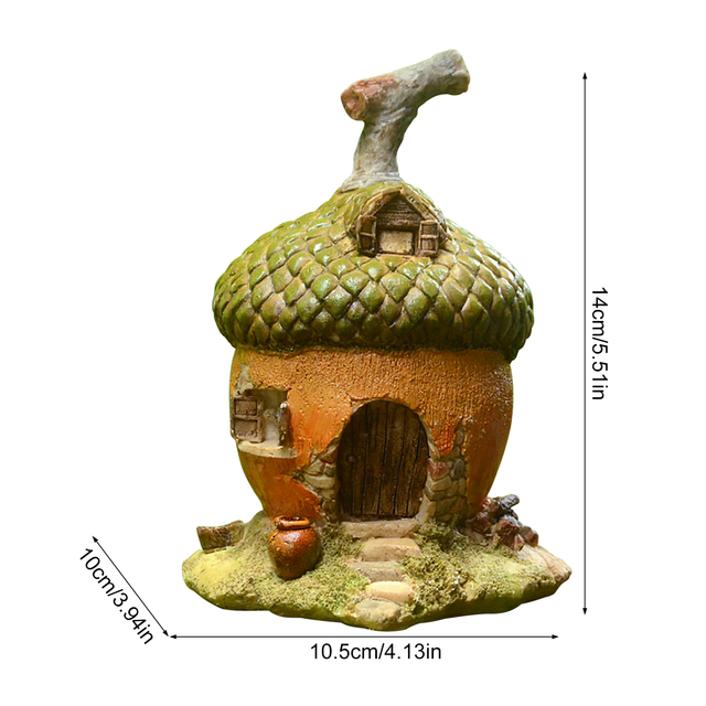 Miniaturowy dom gnoma jako dekoracja ogrodowa - żołądź z kostki z bajki - Wianko - 2