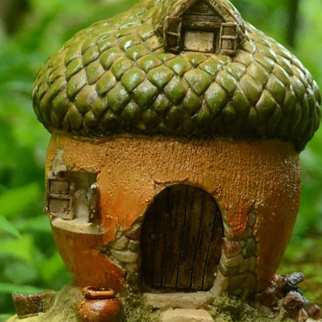 Miniaturowy dom gnoma jako dekoracja ogrodowa - żołądź z kostki z bajki - Wianko - 9