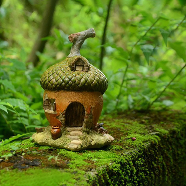 Miniaturowy dom gnoma jako dekoracja ogrodowa - żołądź z kostki z bajki - Wianko - 10