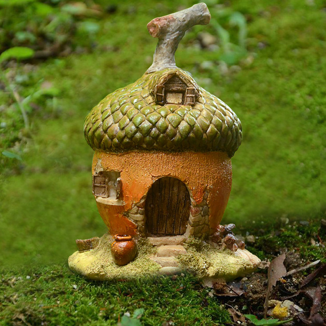 Miniaturowy dom gnoma jako dekoracja ogrodowa - żołądź z kostki z bajki - Wianko - 7