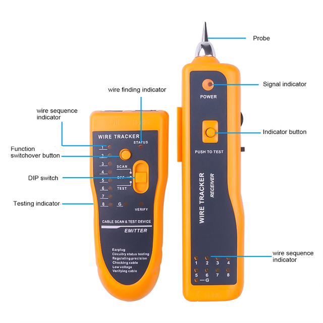 Kebidumei Tester kabli wielofunkcyjny - wykrywacz przewodów sieciowych RJ11 RJ45 Tracer Test - Wianko - 5