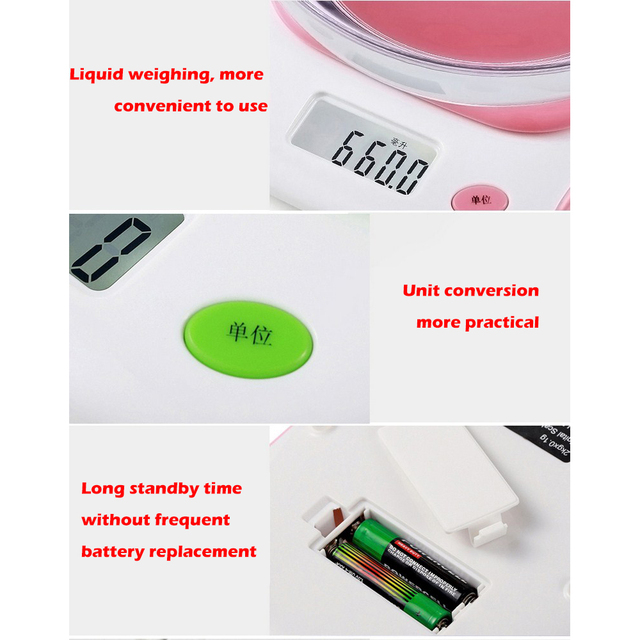 5kg przenośna waga cyfrowa LED - waga kuchenna spożywcza pomiarowa - Wianko - 4