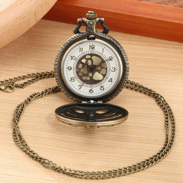 Zegarek kieszonkowy ze szkieletem Steampunk w kształcie brązowych żeberek i ażurową dekoracją - Wianko - 2