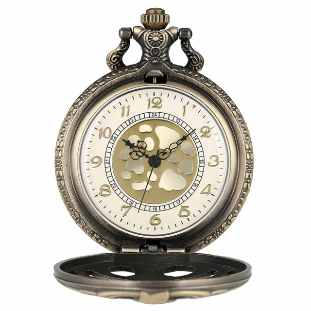 Zegarek kieszonkowy ze szkieletem Steampunk w kształcie brązowych żeberek i ażurową dekoracją - Wianko - 8