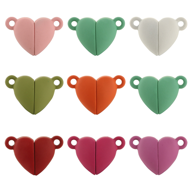 5 sztuk magnetycznych zapięć Love Heart Shape do bransoletek, metalowe, matowe, silne mocowanie, DIY biżuteria - Wianko - 1