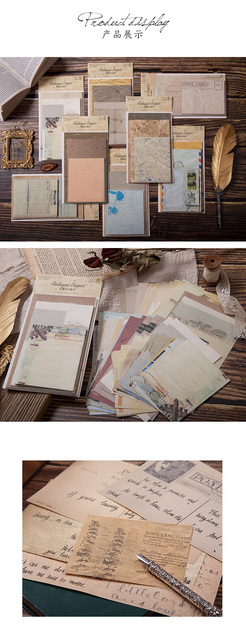 Karty dekoracyjne: 60szt Antique Kraft Paper - zestaw kartek z życzeniami w stylu retro z kopertami, idealny do DIY i dekoracji LOMO - Wianko - 10