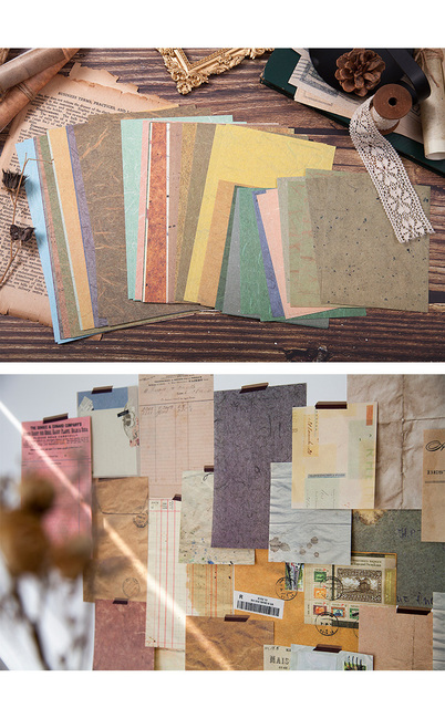 Karty dekoracyjne: 60szt Antique Kraft Paper - zestaw kartek z życzeniami w stylu retro z kopertami, idealny do DIY i dekoracji LOMO - Wianko - 12