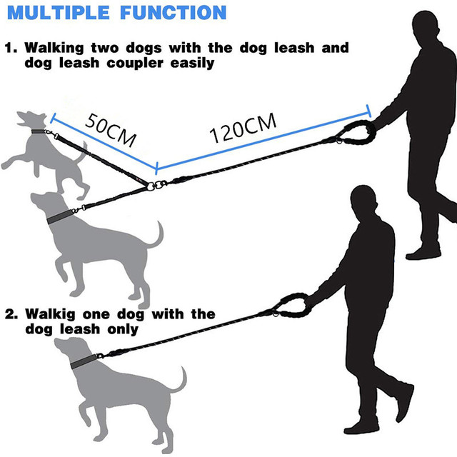 Podwójne, regulowane ręcznie smycze dla psów na spacery i bieganie w plenerze - Wianko - 6