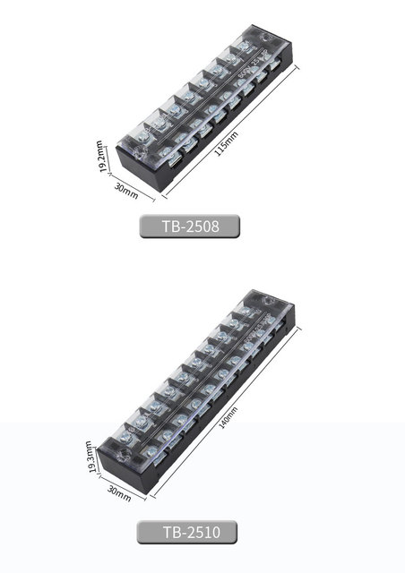 Zacisk blok taśmy TB 25A seria 3-12P, dwurzędowy, 600V, płyta Lug, śruba, złącze - Wianko - 2