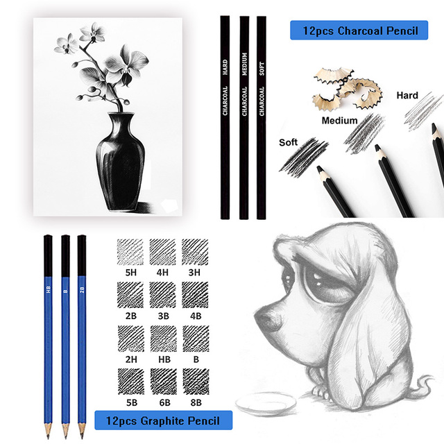74-sztukowy zestaw kredki Art ołówek węglowy do szkicowania, dla artystów, malarzy i uczniów malarstwa, doskonały do rysowania - Wianko - 4