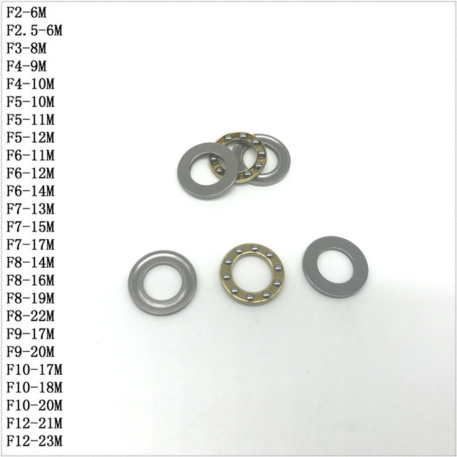 Łożysko oporowe osiowe kulkowe - partia 5 sztuk: F2-6M, F2.5-6M, F3-6M, F3-7M, F3-8M, F4-9M, F5-10M, F5-11M, F5-12M, F6-12M, F6-14M, F7-13M, F7-15M, F8-16M - Wianko - 4