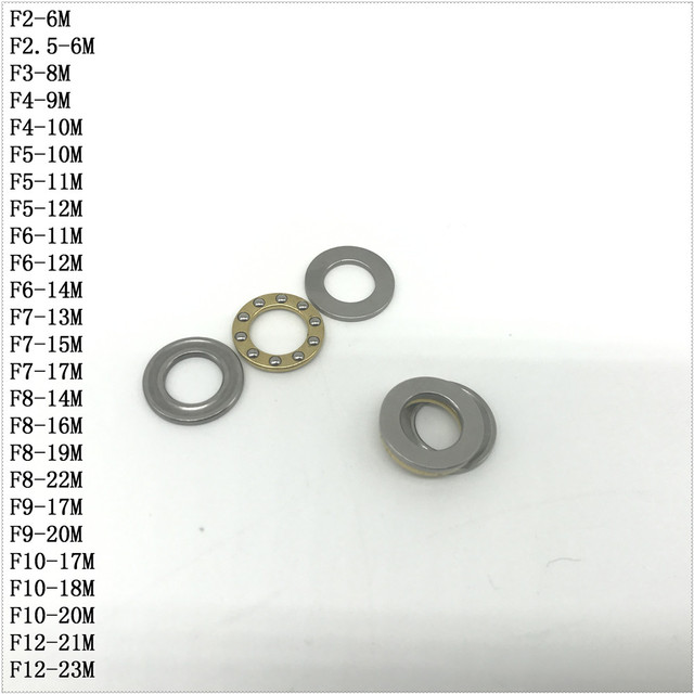 Łożysko oporowe osiowe kulkowe - partia 5 sztuk: F2-6M, F2.5-6M, F3-6M, F3-7M, F3-8M, F4-9M, F5-10M, F5-11M, F5-12M, F6-12M, F6-14M, F7-13M, F7-15M, F8-16M - Wianko - 3
