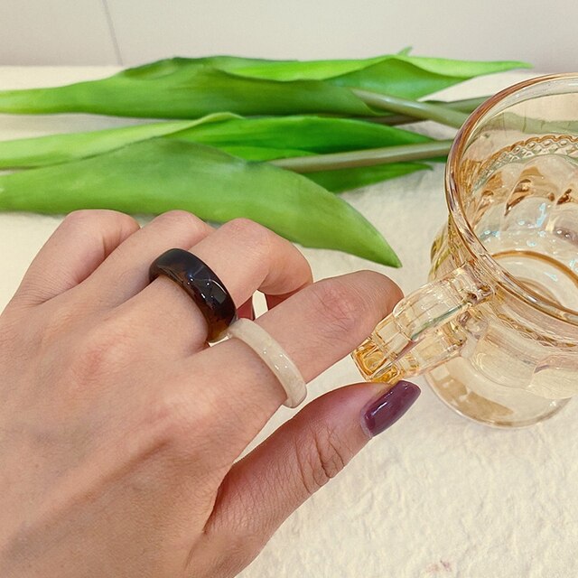 Nowy pierścień geometryczny z kolorowymi żywicznymi Rhinestone dla kobiet - Wianko - 6