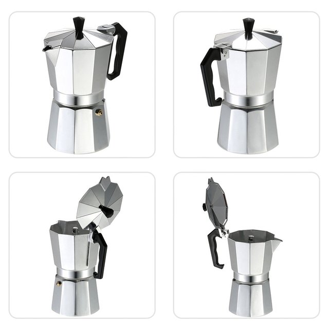 Dzbanek do kawy aluminiowy 3 filiżanki/6 filiżanek/9 filiżanek/12 filiżanek ekspres do kawy, moka/zaparzacz do kawy na kuchnię elektryczną - Wianko - 6