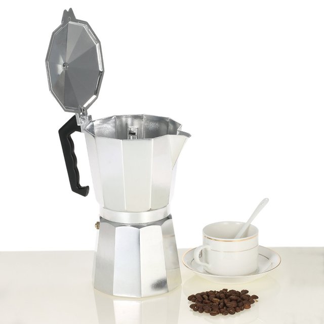 Dzbanek do kawy aluminiowy 3 filiżanki/6 filiżanek/9 filiżanek/12 filiżanek ekspres do kawy, moka/zaparzacz do kawy na kuchnię elektryczną - Wianko - 7