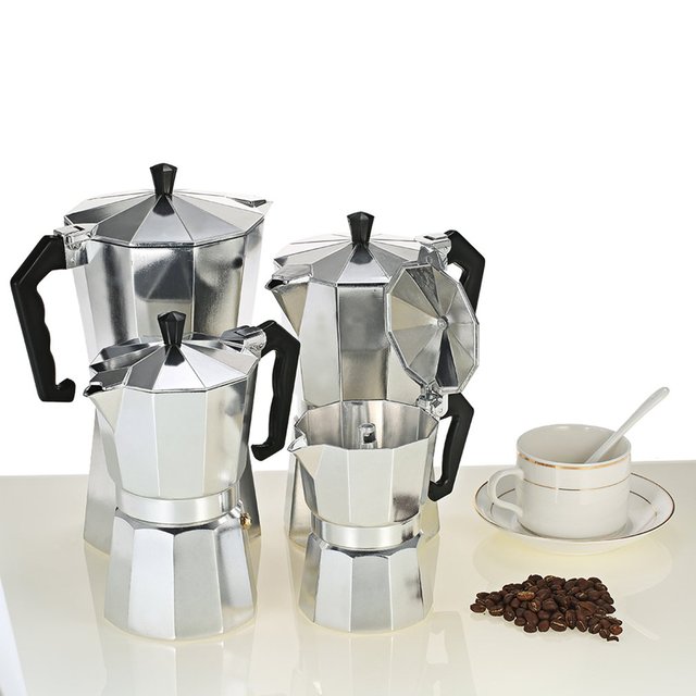 Dzbanek do kawy aluminiowy 3 filiżanki/6 filiżanek/9 filiżanek/12 filiżanek ekspres do kawy, moka/zaparzacz do kawy na kuchnię elektryczną - Wianko - 1