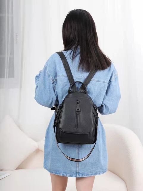 Plecak damski wykonany z prawdziwej skóry z możliwością przemiany w torbę na ramię z klapką - modny i praktyczny plecak 3w1 - Wianko - 7