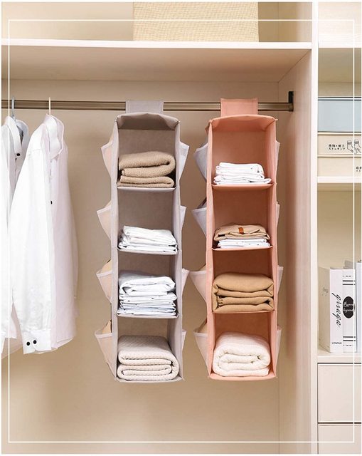Organizer do szafy z bocznymi kieszeniami - 3/4 półki, składany, oxford - na ubrania, spodnie, bieliznę, biustonosze, skarpetki i buty - Wianko - 7