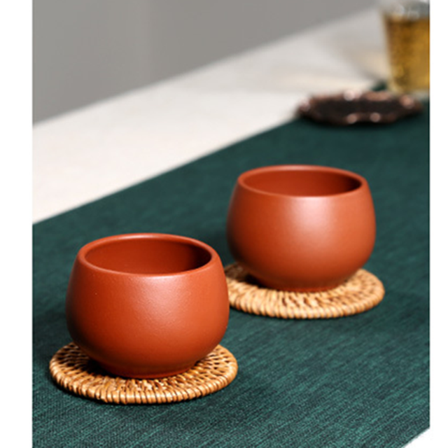4 sztuki Yixing Retro purpurowej gliny filiżanki do herbaty - ręcznie wykonane butik miseczki, idealne do ceremonii parzenia herbaty - Wianko - 4